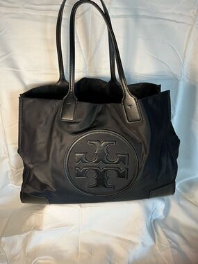 Tory Burch Black Nylon Tote with Logo Medallion